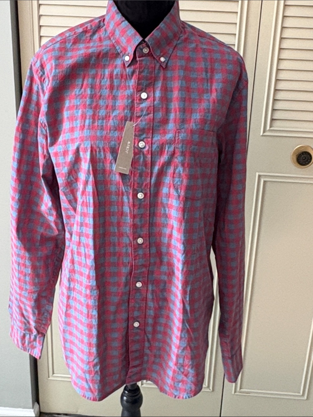Classic Men's Pink & Light Blue Check Button-Down Shirt